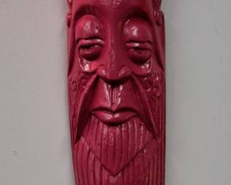 Brightly Painted Hand Carved Wooden Tiki Mask