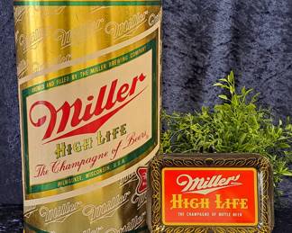 Miller High Life Trash Can And Check Tray