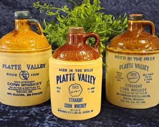 Trio Of McCormick Platte Valley Straight Corn Whiskey Jugs