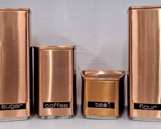 Set Of Vintage Lincoln Beauty Ware Metal Canisters
