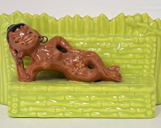 Vintage Mid Century Gilner California Happy Cannibal Hawaiian Tiki Girl Planter