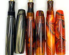 Three Contemporary Multi-Colored Edison Fountain Pens
