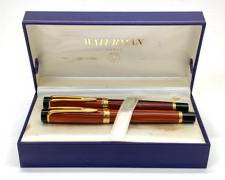 Pair Waterman Paris Red Ripple Fountain and Ballpoint Boxed Set
