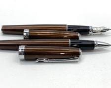 Pair Diplomat Brown German Fountain and Ballpoint Pen Set
