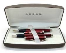 Cross Red Enamel Fountain and Ballpoint Pen Pair Set w/ Box
