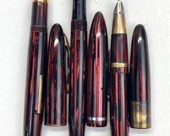 Three Sheaffer Burgundy Vertical Stripe White Dot
