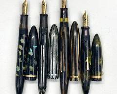 Four Vintage Sheaffer Fountain Pens w/ Stripes
