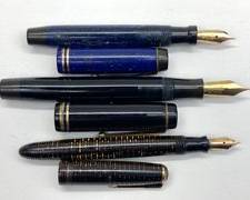 Three Vintage Parker Fountain Pens Duofold Vacumatic
