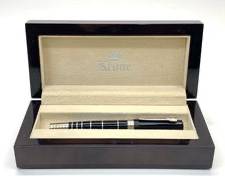 Fine Krone Black and Silver Stripes Boxed Fountain Pen
