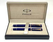 Parker Duofold Lapus Blue Fountain and Ballpoint Pen Boxed Set
