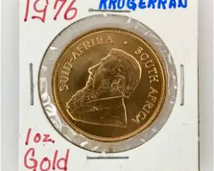 South Africa 1976 Krugerrand 1 Troy Oz Gold

