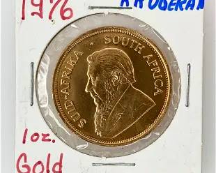 South Africa 1976 Krugerrand 1 Troy Oz Gold
