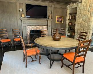 Round Dining Table with Metal Base