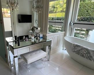 Mirrored Vanity ~ Lucite Bench by Schlomi Haziza