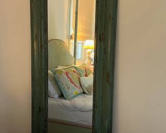 Rustic Green Tall Standing Mirror