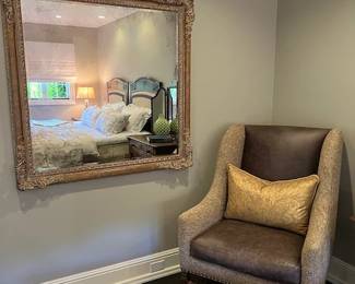 Oversized Leather and Wool Chair