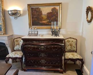 Inlaid Chest with Marble Top