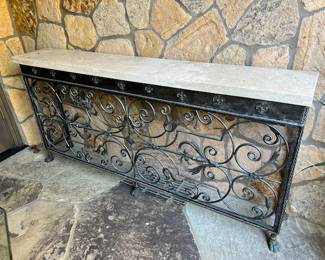 Filigree Iron and Stone Console