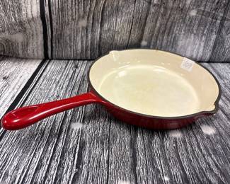 Enamel lined cast iron skillet