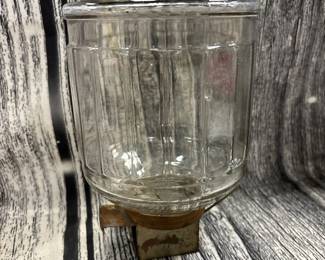 Antique hoosier jar, sliding dispenser