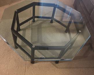 MCM glass top coffee table