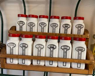 Vintage Griffith Spice bottles with rack