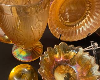 Vintage Iridescent Sunflower Marigold Carnival Glass