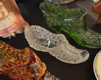 Vintage Victorian Fenton Glass Shoes
