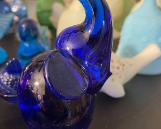 Vintage Murano Style Cobalt Blue Elephant