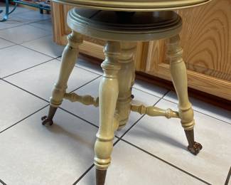 Antique Swivel Seat Piano Stool Glass Ball & Claw 