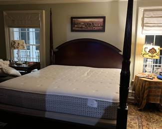 King size mattress, 4 poster bed …