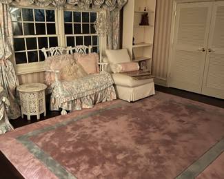 Rugs , set of slip chairs , ornate bench 