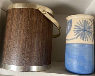 Vintage Ice Bucket and Pottery Vase