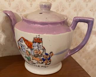 Old "Three Little Pigs" Child's Teapot