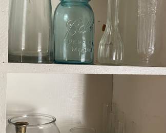 Ball Jar and Assorted Vases
