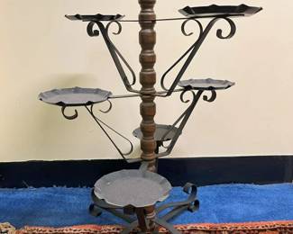 71 Vintage Wrought Iron Tiered Plant Standmin