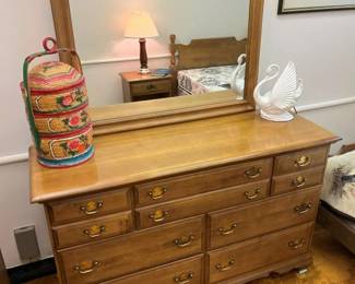 71 Walnut 7Drawer Lowboy With Mirrormin
