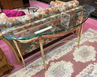 71 Vintage Glass Top Brass Console Table min