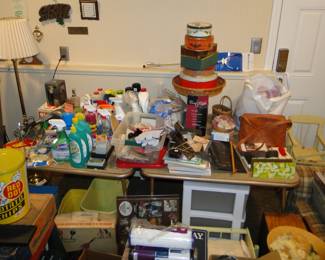 Vintage tins, cleaning supplies etc.