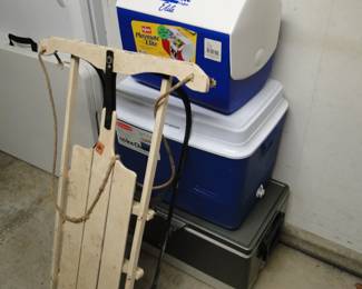 Coolers, old sled