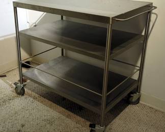 Metal Industrial 3 Shelf Rolling Cart, 33.5" x 39" x 22.5"