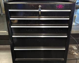 Rolling 5 Drawer Locking Barber Beauty Station Cart With Mounted 4 Outlet Box, 34" x 26.5" x 18"