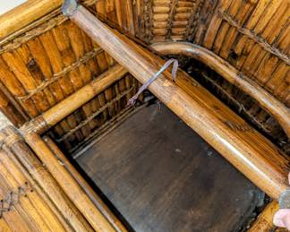 Hidden storage compartment in seat of Chaise Lounge.