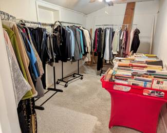 LOTS of beautiful women's and men's clothing - and one more table full of books!