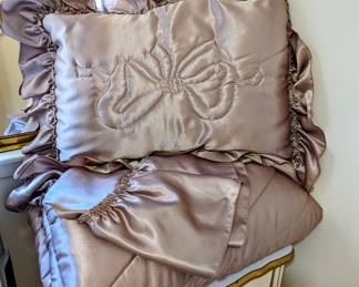 Sateen set for twin bed - it has been washed.  The matching curtains are also for sale.