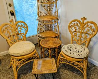 Saturday's Price is $21 for each Peacock Chair - 16" seat 35.5" tall.  All other items in picture have been sold.  