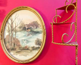 Home Interiors picture and corner shelf.