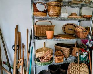 Yard tools and baskets - various prices.  Some baskets are from Africa.