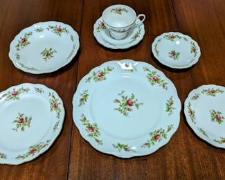 Closeup of Haviland Moss Rose china.  