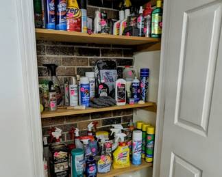 LOTS of cleaning supplies and household items.